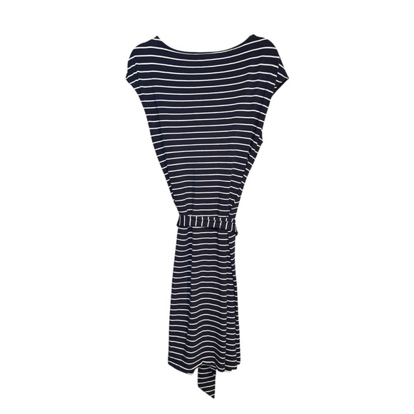 Lauren Ralph Lauren Dress M Medium Stretch Stripe Cruise Resort Nautical  Belted - Picture 3 of 9